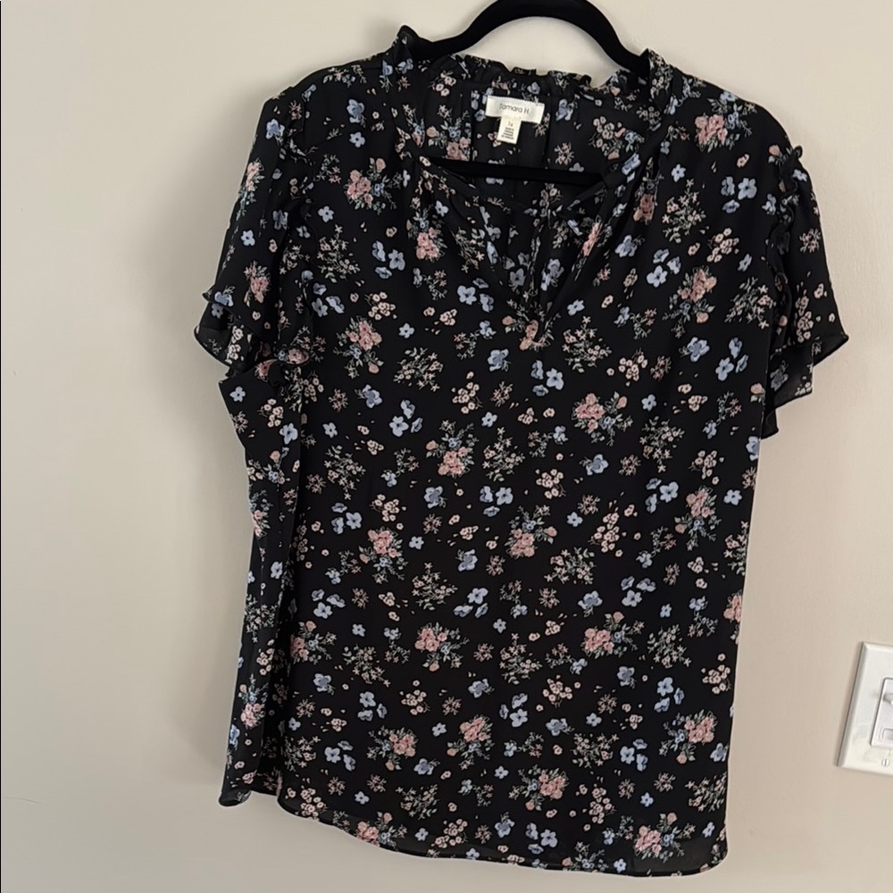 Floral Black Blouse